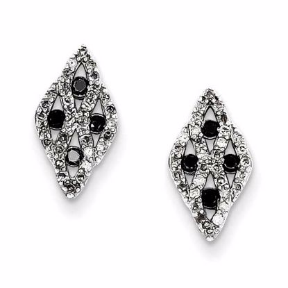 QE10919 White Night Sterling Silver w/ Black and White Diamond Hoop Earrings
