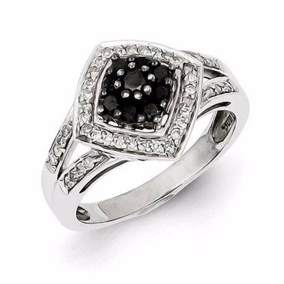 QR2983-8 Closeouts Sterling Silver Black & White Diamond Ring
