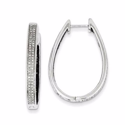 QE7926 Closeouts Sterling Silver Black & White Diamond In/Out Hoop Earrings