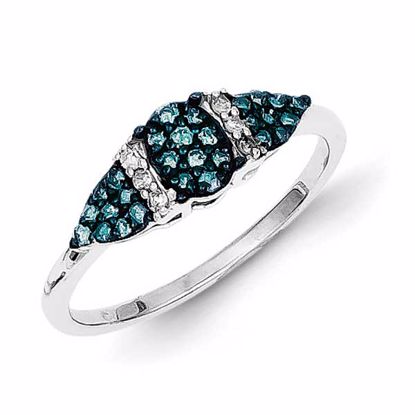 QR5211-6 Closeouts Sterling Silver Blue & White Diamond Ring