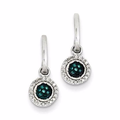 QE10732 White Night Sterling Silver Blue and White Diamond  Post Earrings