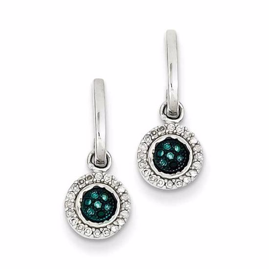 QE10732 White Night Sterling Silver Blue and White Diamond  Post Earrings