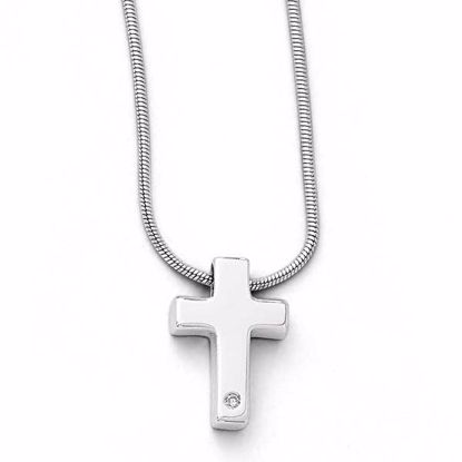 QW188-18 White Ice SS White Ice .01ct. Diamond Cross Necklace