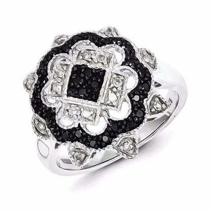QR5456-6 Closeouts Sterling Silver Black & White Diamond Ring