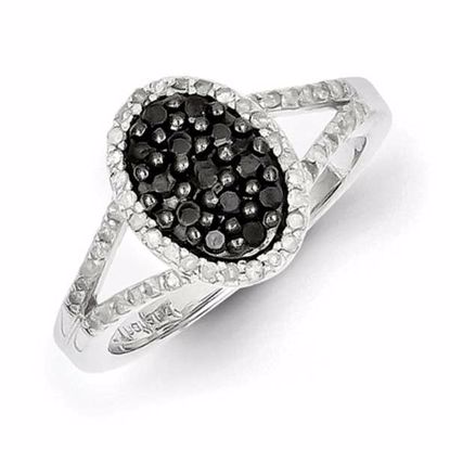 QR2979-6 Closeouts Sterling Silver Black & White Diamond Ring