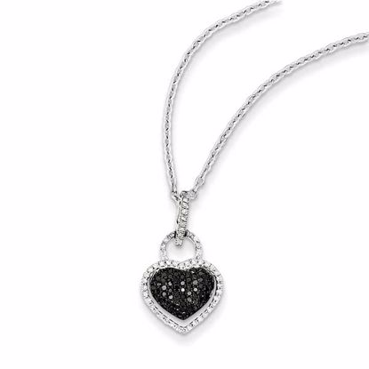 QP3744 White Night Sterling Silver Black and White Diamond Heart Pendant