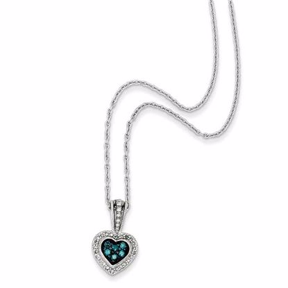 QP3642 White Night Sterling Silver Heart White & Blue Diamond Pendant
