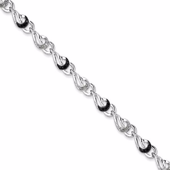 QDX1230 White Night Sterling Silver Black & White Diamond Bracelet