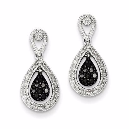 QE10851 Mother's Day Sterling Silver Rhodium Plated Black & White Diamond Earrings