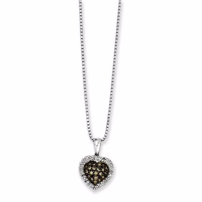 QP3627 White Night Sterling Silver Champagne Diamond Small Heart Pendant