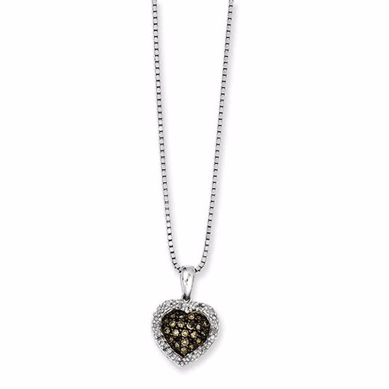 QP3627 White Night Sterling Silver Champagne Diamond Small Heart Pendant