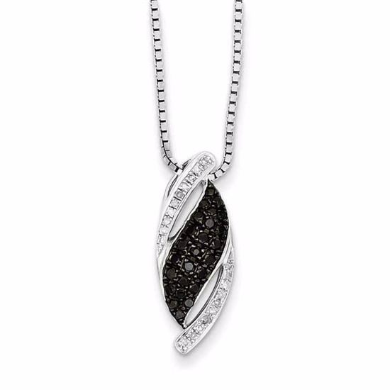 QP3833 Closeouts Sterling Silver Rhodium Plated Black & White Diamond Slide