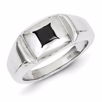 QR5474-9 Closeouts Sterling Silver Black Diamond Mens Ring