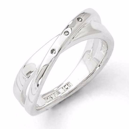 QW167-6 White Ice SS White Ice .03ct. Diamond Crossover Ring