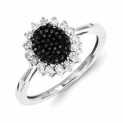 QR5380-8 Closeouts Sterling Silver Black and White Diamond Ring