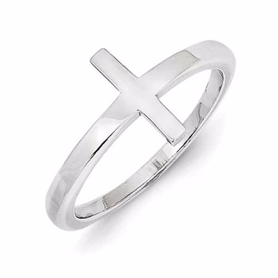QR5883-6 Sideways Crosses Sterling Silver Sideways Cross Ring