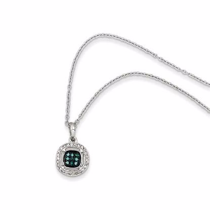 QP3668 White Night Sterling Silver White & Blue Diamond Pendant