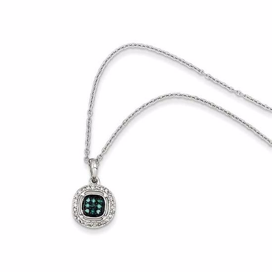 QP3668 White Night Sterling Silver White & Blue Diamond Pendant