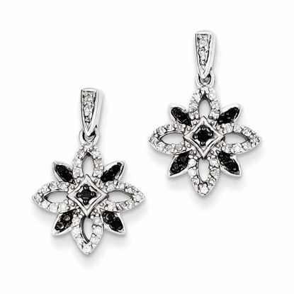 QE7733 Closeouts Sterling Silver Black & White Diamond Earring
