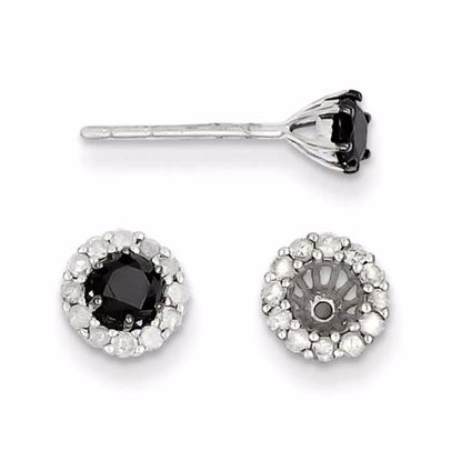 QE7752 Closeouts Sterling Silver Black & White Diamond Earring