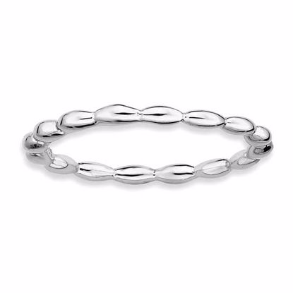 QSK171-7 Stackable Expressions Sterling Silver Stackable Expressions Rhodium Rice Bead Ring