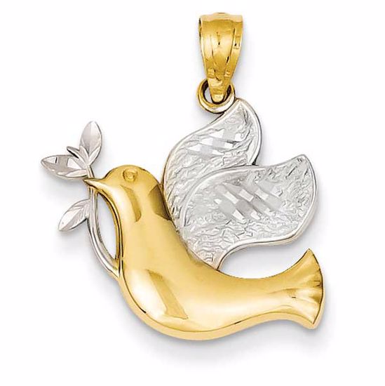 C3970 Confirmation/Communion 14k w/Rhodium Peace Dove Pendant