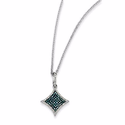 QP3697 White Night Sterling Silver Blue and White Diamond Pendant