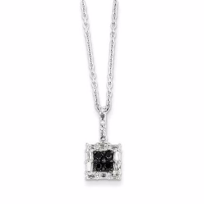 QP3801 White Night Sterling Silver Black & White Diamond Pendant