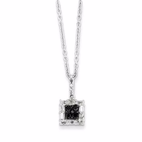 QP3801 White Night Sterling Silver Black & White Diamond Pendant