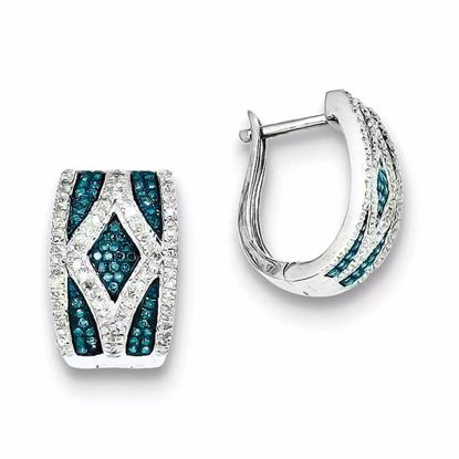 QE10804 White Night Sterling Silver Blue and White Diamond Earrings