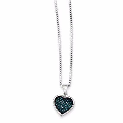 QP3643 White Night Sterling Silver Blue Diamond Heart Pendant