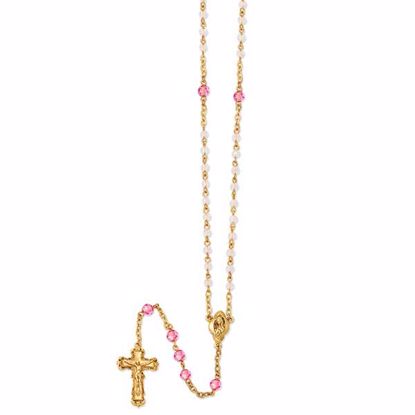 RF296 Vatican Gold-tone, rose & Aurora Borealis crystal rosary
