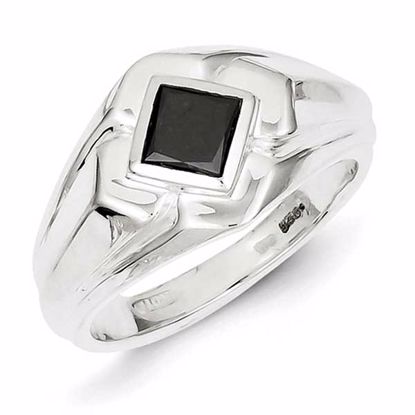 QR5498-11 Closeouts Sterling Silver Black Diamond Mens Ring