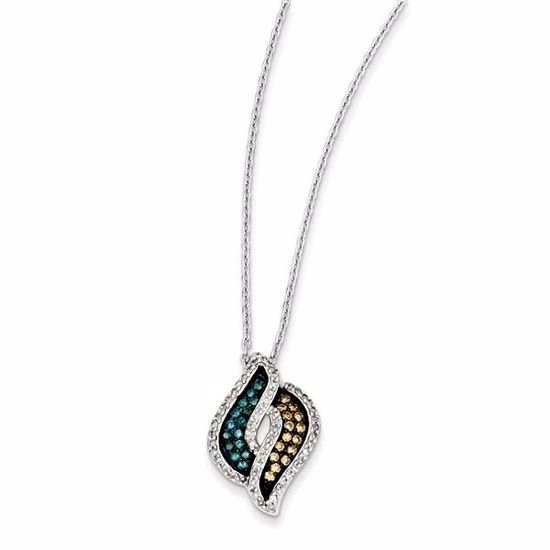 QP3631 White Night Sterling Silver Fancy Swirl White, Champagne & Blue Diamond Pen