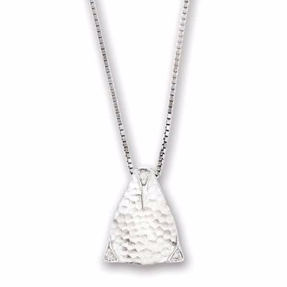 QW330-18 White Ice SS White Ice Textured Triangle Diamond Necklace
