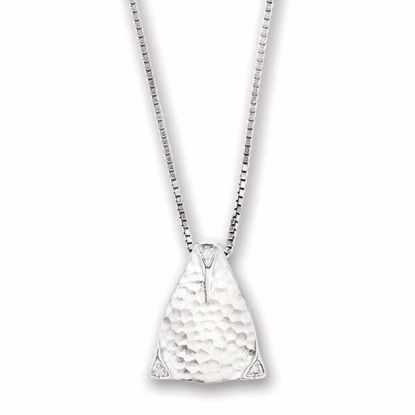 QW330-18 White Ice SS White Ice Textured Triangle Diamond Necklace