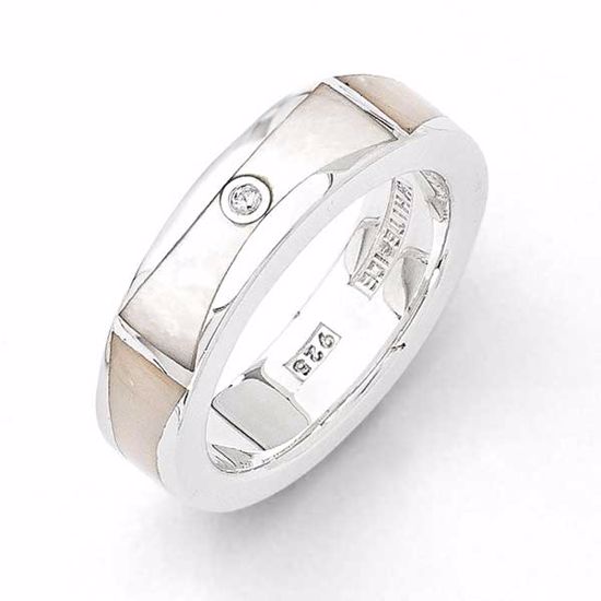 QW150-6 White Ice SS White Ice .01ct Diamond and MOP Ring