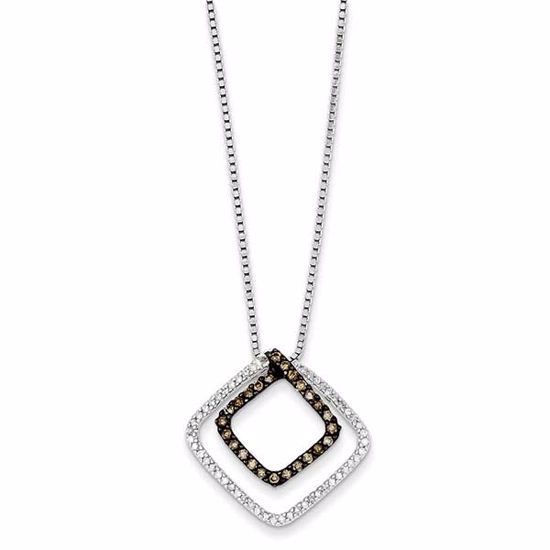 QP3622 White Night Sterling Silver Champagne Diamond & Diamond Shape Pendant