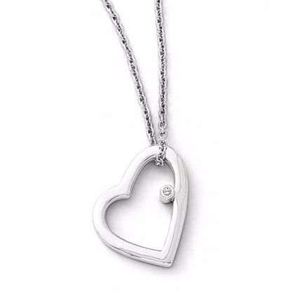 QW154-18 White Ice SS White Ice .01ct Diamond Heart Necklace