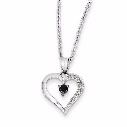 QP2335 White Night Sterling Silver Black and White Diamond Heart Pendant