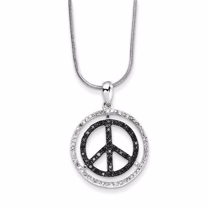 QP3766 White Night Sterling Silver Black & White Diamond Pendant