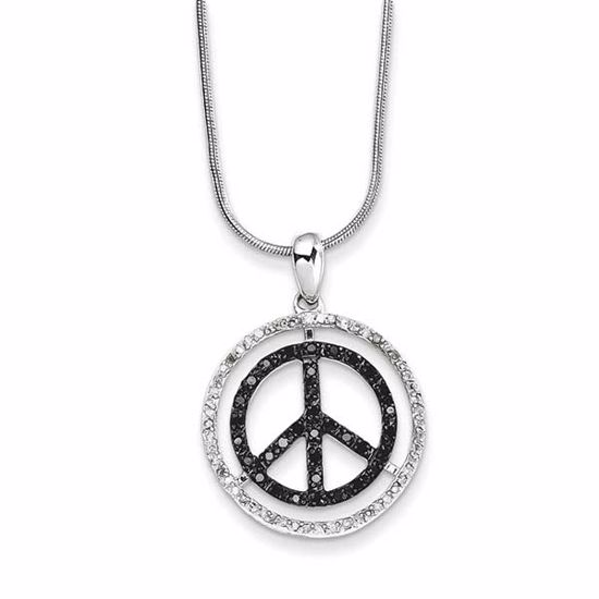 QP3766 White Night Sterling Silver Black & White Diamond Pendant