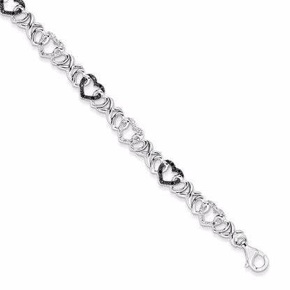 QDX1211 White Night Sterling Silver Black & White Diamond Bracelet