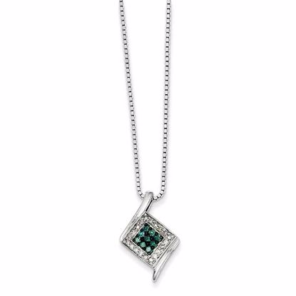 QP3694 White Night Sterling Silver White & Blue Diamond Pendant