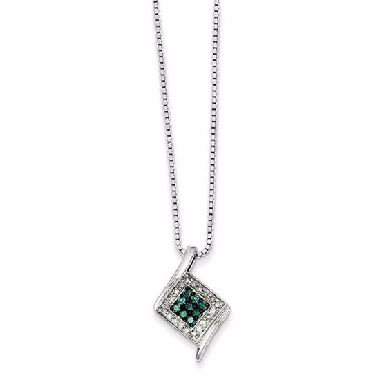 QP3694 White Night Sterling Silver White & Blue Diamond Pendant