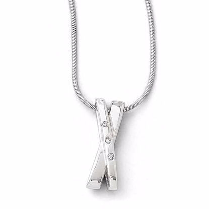 QW168-18 White Ice SS White Ice .03ct. Diamond Crossover Necklace