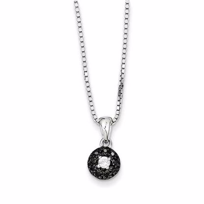 QP2283 Closeouts Sterling Silver Black and White Diamond Circle Pendant Update