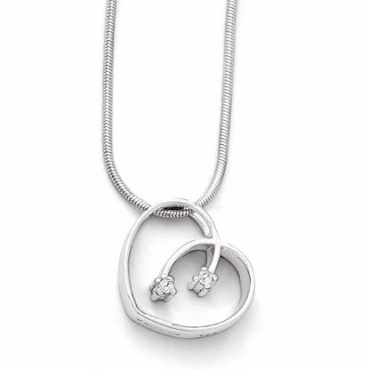 QW157-18 White Ice SS White Ice .02ct Diamond Heart Necklace
