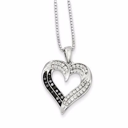 QP2191 White Night Sterling Silver Black & White Diamond Pendant