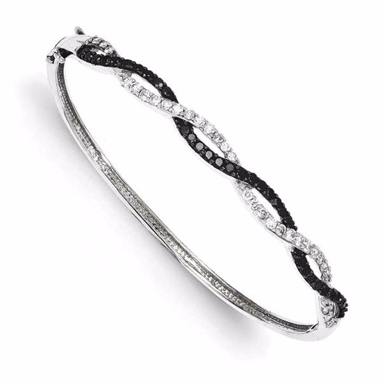 QDX1217 White Night Sterling Silver Black & White Diamond Bangle